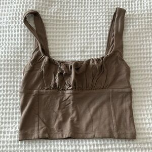 Corset style cropped tank - taupe